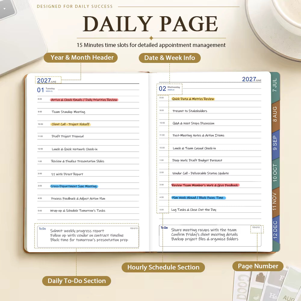 2027 DAILY / MONTHLY PLANNER /SOFT  GREY
