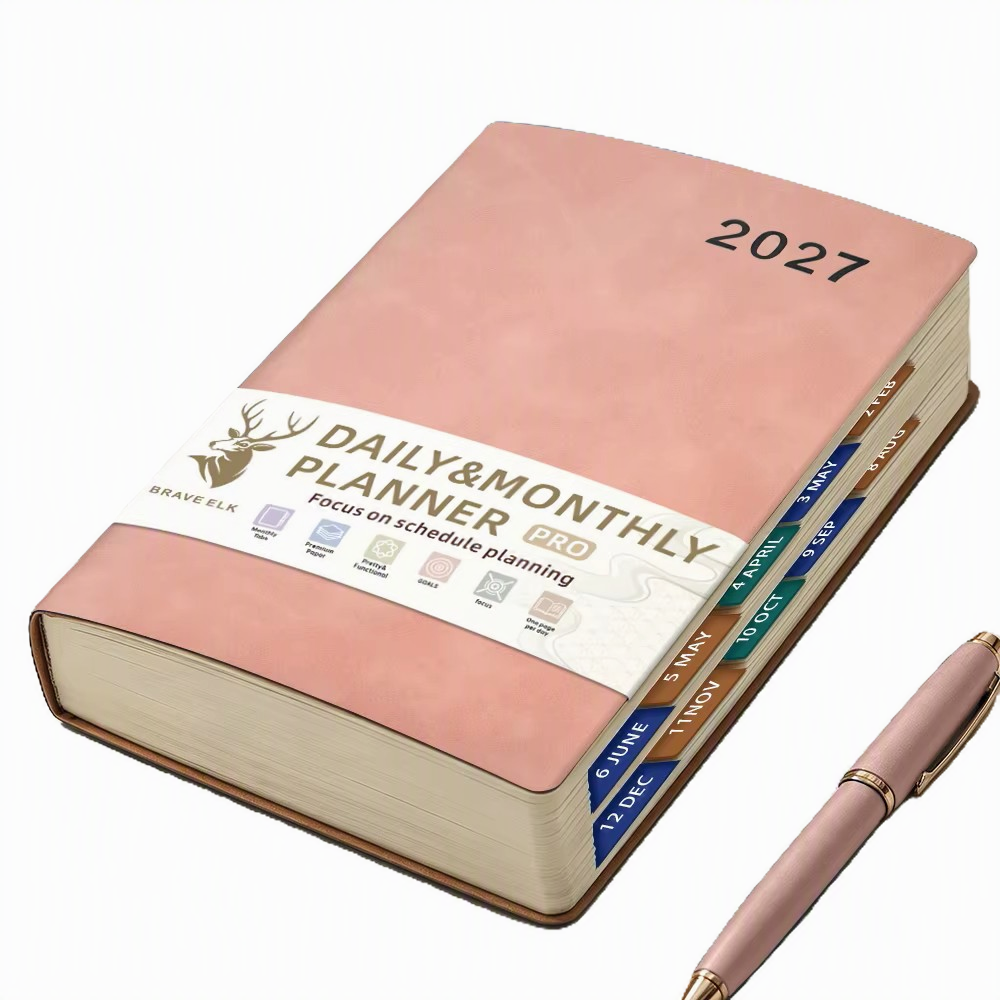2027 DAILY / MONTHLY PLANNER / POWDER PINK