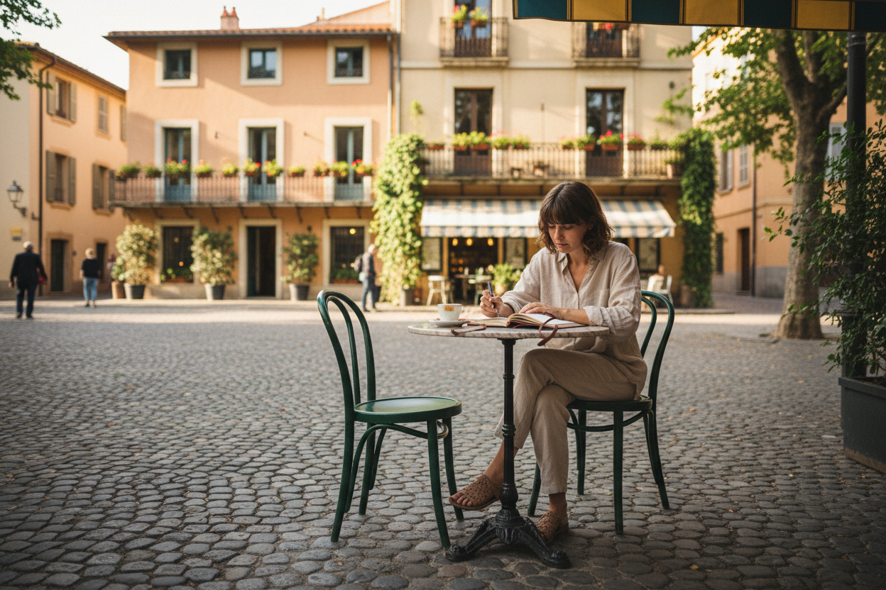 European cafe journal scene